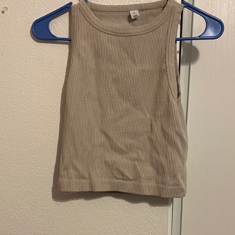 Arizona Jean Company Tan Ribbed Crop Top